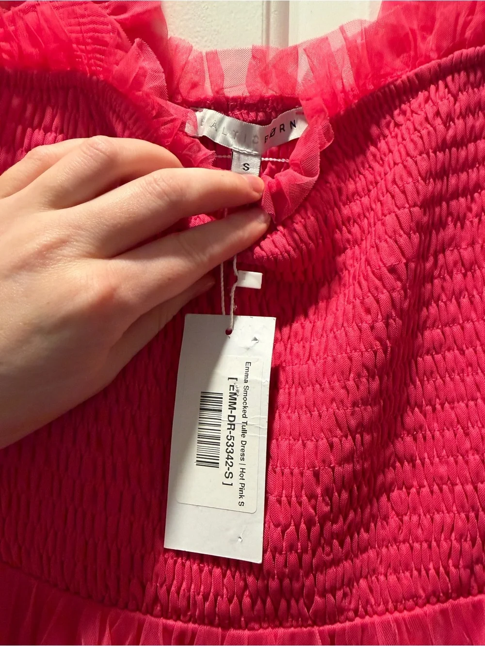 Baltic Born Emma Smocked Tulle Dress Hot Pink S - Picture 3 of 5